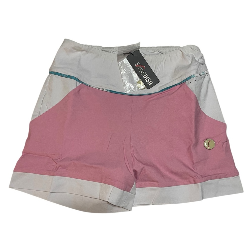 Swingdish Women’s Teddy Golf‎ Shorts Pink and White NWT Medium